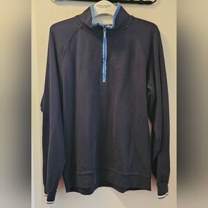 Brooks Brothers Men's Supima Cotton Pique Quarter-Zip Navy Sweater - Size Medium